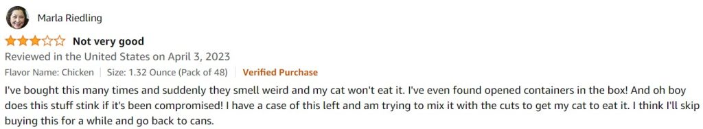 Sheba cat food complaints in Amazon